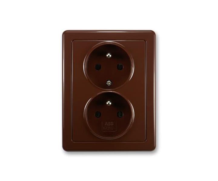 Gniazdko podwjne z bolcami ochronnymi ABB Swing 5512G-C02349 H1 - brzowe