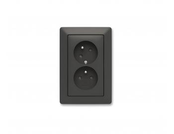 Gniazdo podw�jne z zabezpieczaj�cymi bolcami, z os�onami ABB Zoni 5513T-C02157 237 - czarny matowy
