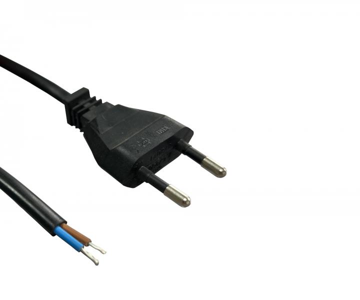 Flexo PVC sznur 822051-1-1/1,5, 2x0,5, cyna, prosta wtyczka paska, czarna - 1,5 m