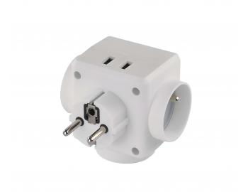 Potrjna rozdzielnica okrga Emos P0024U, 2 x USB - biaa