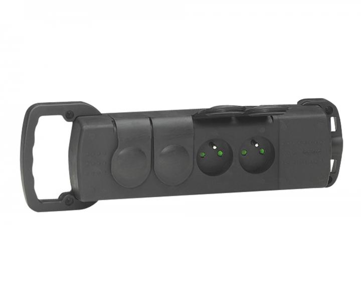 Gniazdo czterokrotne 4x2P+T gumowe IP44 Legrand 050553 czarne