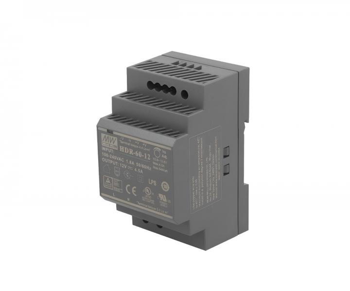 Zasilacz impulsowy na szyn DIN Mean Well HDR-60-12, 12V/DC, 4,5 A, 54 W