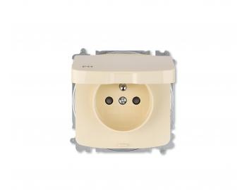 Gniazdo pojedyncze ABB Tango 6619A-A06997 C, IP44, z bolcem ochronnym, klapkami, pokryw� - ko�� s�oniowa