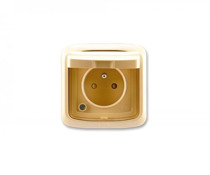 Gniazdo pojedyncze z przes�onami, z pokryw� ABB Tango 5518A-2999 D, IP44, 16 A, 250 V AC - be�owe