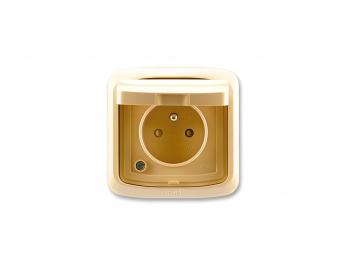 Gniazdo pojedyncze z przes�onami, z pokryw� ABB Tango 5518A-2999 D, IP44, 16 A, 250 V AC - be�owe