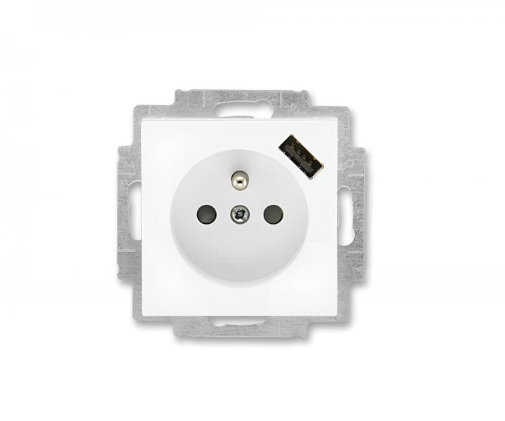 Gniazdo pojedyncze z USB ABB Levit 5569H-A02357 03, z przes�onami - bia�e