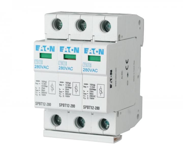 Ogranicznik przepi klasy T1+T2 (B+C) Eaton 158330 SPBT12-280/3, 3P zestaw do TN-C