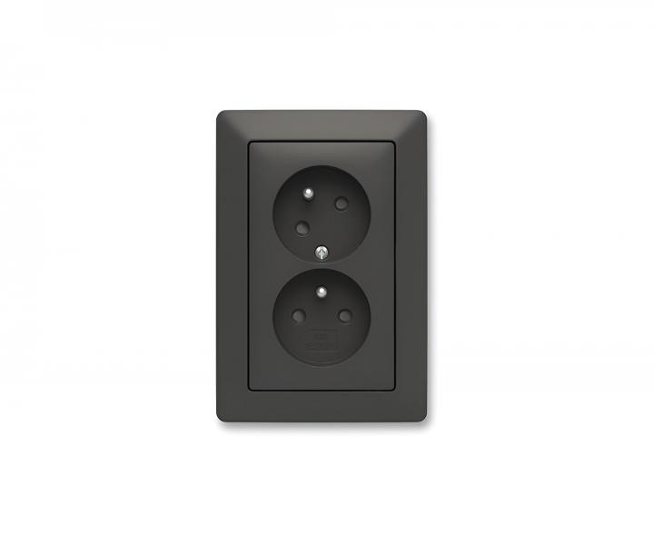 Gniazdo podw�jne z zabezpieczaj�cymi bolcami, z os�onami ABB Zoni 5513T-C02157 237 - czarny matowy