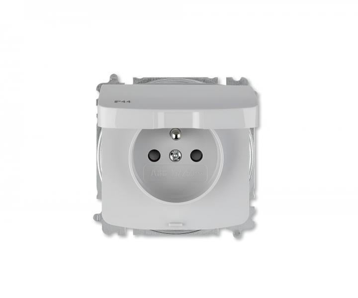 Gniazdo pojedyncze ABB Tango 6619A-A06997 S, IP44, bolec ochronny, klapki, pokrywka - szare