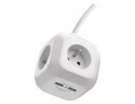 Przeduacz - kostka 1,9 m / 4 gniazdka / biay / PVC / z USB / 1 mm2 Emos P04119U