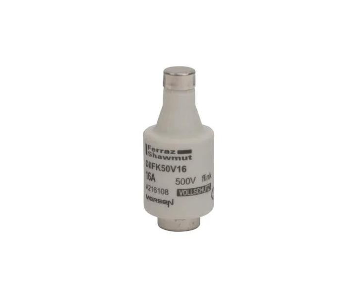 Bezpiecznik Mersen A216108, rozmiar DII DZ, gF, 16A, 500V - szary