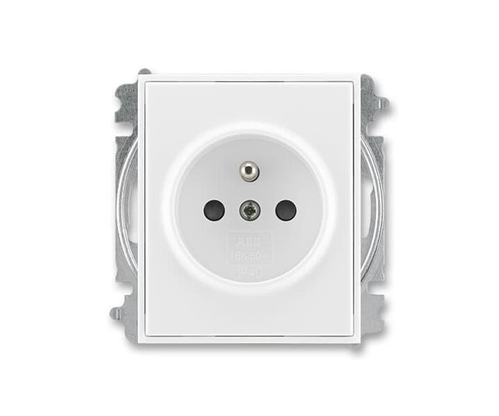 Gniazdo pojedyncze z bolcem ochronnym, z przesonami (typ 6619) ABB Element 6619E-A06357 03 - biaa / biaa