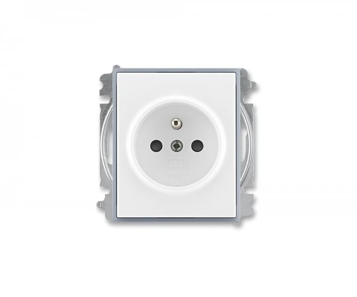 Gniazdo pojedyncze z bolcem ochronnym ABB Element 6619E-A06357 04, klapki (typ 6619) - biae/lodowoszare