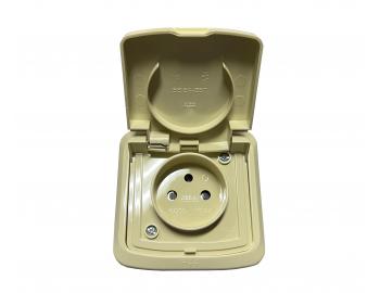 Gniazdo pojedyncze kompletne ABB Tango 5518A-2999 C, IP44, z za�lepkami - ko�� s�oniowa