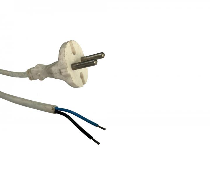 Flexo PVC przewd 862071-3-1/2.10, 2x0,75, prosta wtyczka, biaa, 2,10 m - II klasa - zabrudzone