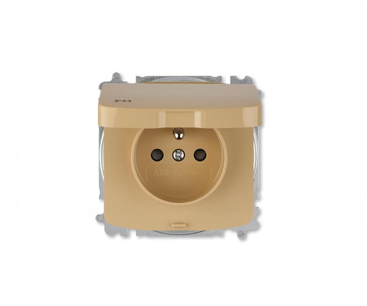 Gniazdo pojedyncze bez ramki ABB Tango 6619A-A06997 D, IP44, bolec ochronny, za�lepki, pokrywka - be�owe