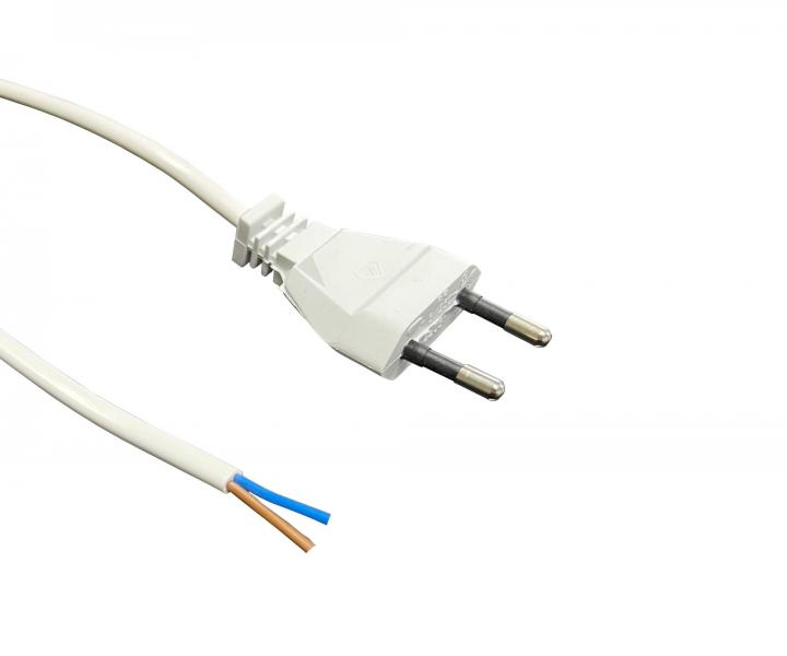 Flexo PVC przew�d 872078-3-1/2, 2x0,75, wtyczka prosta, wolny koniec, bia�y - 2 m