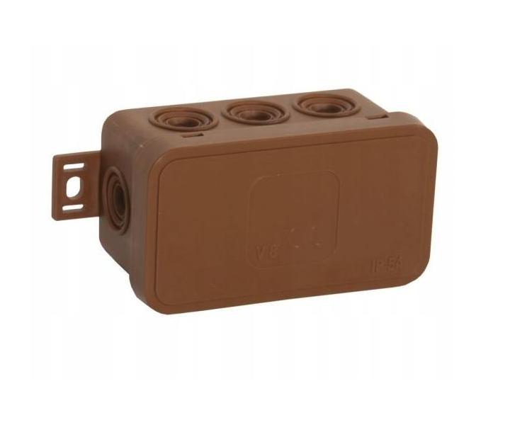 Rozdzielnica IP54 U.H.TED, V8, 80x45x41mm, elastyczna, brzowa