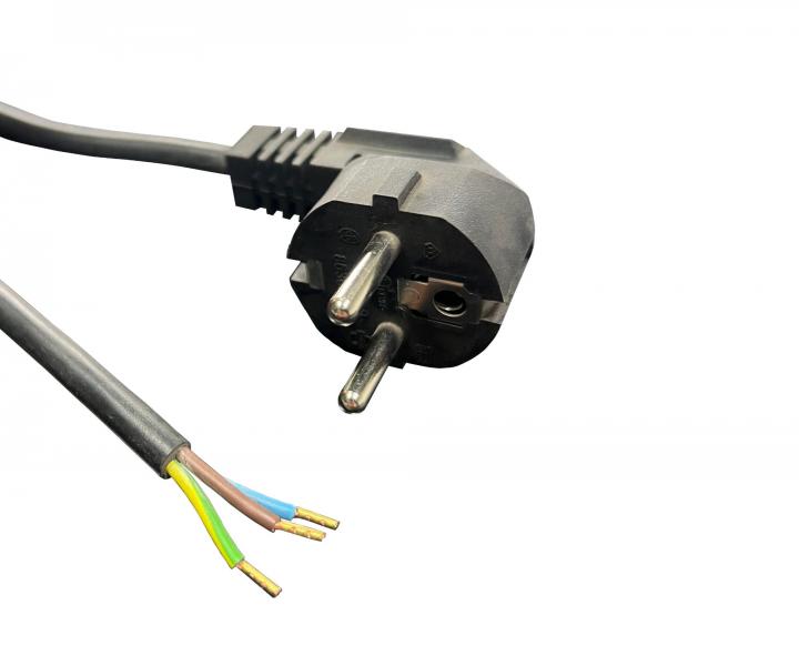 Flexo PVC przewd 863107-1-60/2, 3Gx1, tuleje, wtyczka ktowa, czarna - 2 m