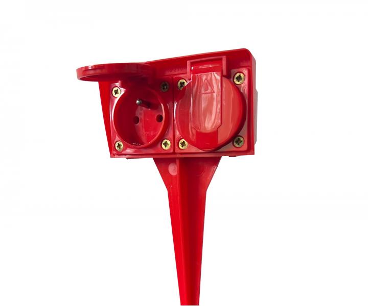 Podwjne gniazdo wtykowe Flipol GZ-20S, IP44, PVC - czerwone