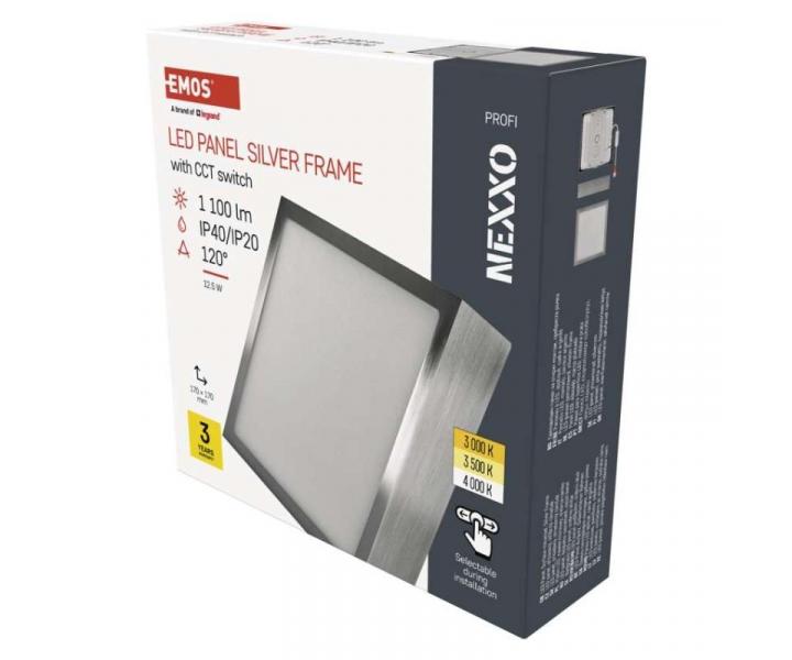 LED wpuszczane owietlenie NEXXO, kwadratowe, srebrne, 12,5W, z moliwoci zmiany CCT Emos ZM6233
