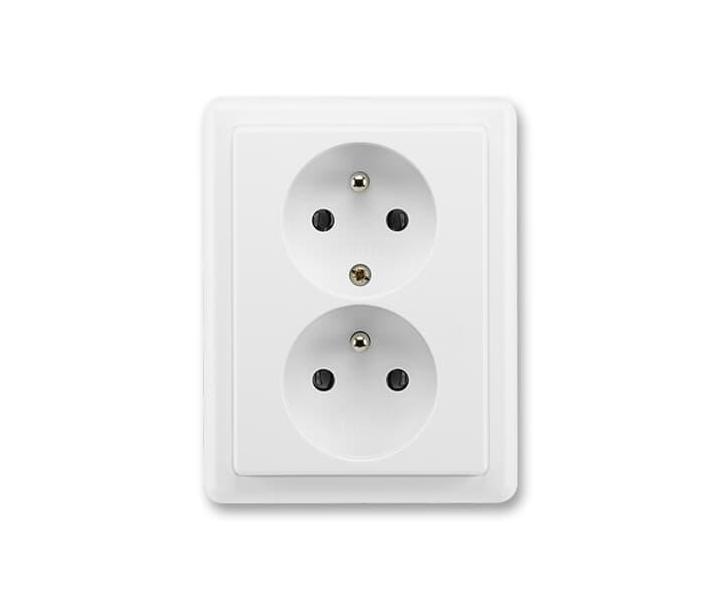 Gniazdko podwjne zabezpieczone ABB Classic 5512C-2349 B1 - jasna biel.