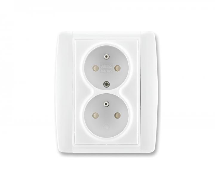 Gniazdo podw�jne ABB Element-Time 5512E-C02359 03, klapki - bia�e