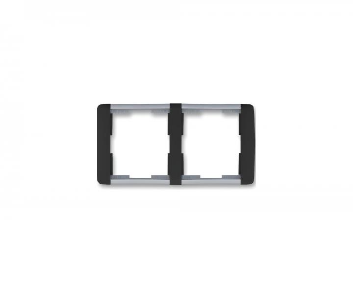 Ramka podw�jna pozioma ABB Element-Time 3901E-A00120 05 - czarna / lodowa szaro��