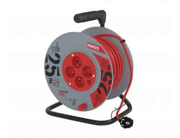 Przedłużacz na bębnie Emos P194252, 4x gniazdo, 230 V, 1 mm2, czerwony, 25 m