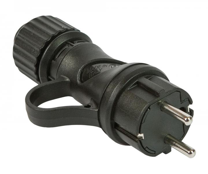 Wtyczka gumowa Fanton 80052, IP44, 16 A, 2P - czarna
