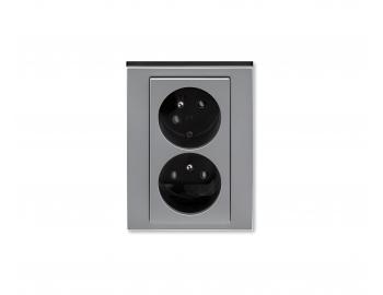 Gniazdo podw�jne, z przes�onami, z obr�con� komor� ABB Levit 5513H-C02357 69 - stalowa/czarna dymna