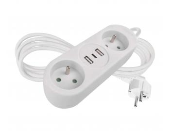 Przeduacz Emos P0211E, 2x gniazdko, 2x USB-A, 1x USB-C, biay, 1,4 m
