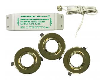 Zestaw wbudowanych halogenowych opraw owietleniowych Rendl SHP3216/Z, G4, 220-240 V, 3x 20 W - zoty