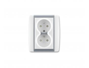 Gniazdo podw�jne z przes�onami ABB Element-Time 5512E-C02359 04 - bia�e/lodowoszare
