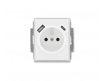 Gniazdo pojedyncze z USB ABB Element-Time 5569E-A32357 01, klapki, USB A/C - bia�e/lodowobia�e