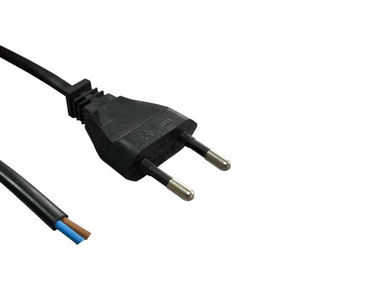 Flexo PVC przew�d 872071-1-1/2, 2x0,75, wtyczka prosta, czarna - 2 m