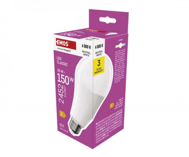 arwka LED Emos Classic A80, E27, 20 W (150 W), neutralna biaa