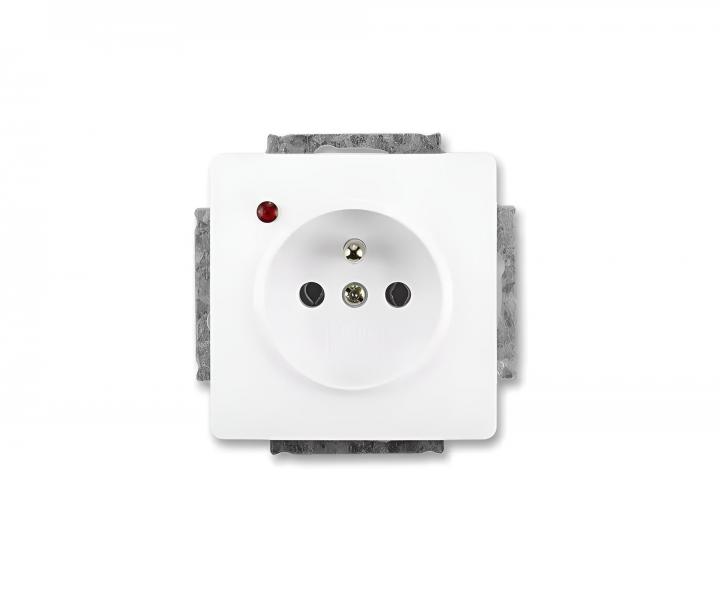 Gniazdo pojedyncze z ochron� przeciwprzepi�ciow� ABB Swing 5598G-A02349 B1, sygnalizacja optyczna - jasna biel.