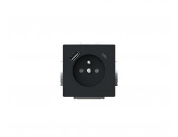 Gniazdo pojedyncze z USB ABB Future 2CKA002017A1919, bolec, przes�ony, USB-A/C - czarny matowy
