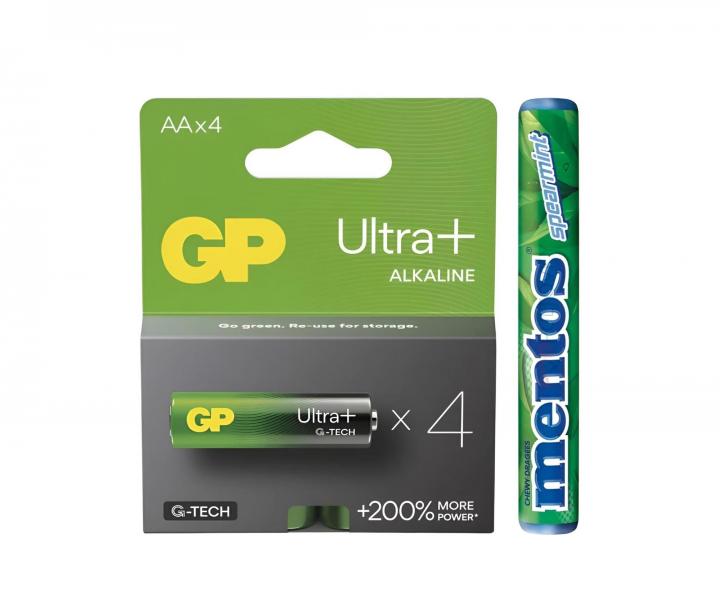 Bateria alkaliczna GP Ultra Plus AA (LR6) - 4 szt. + gumy do ucia Mentos gratis