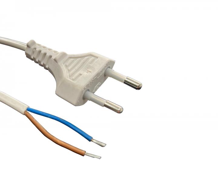 Flexo PVC przewd H03VVH2-F A1, 2x0,5, prosta wtyczka, biaa - 2 m