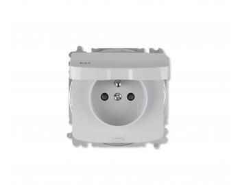 Gniazdo pojedyncze ABB Tango 6619A-A06997 S, IP44, bolec ochronny, klapki, pokrywka - szare