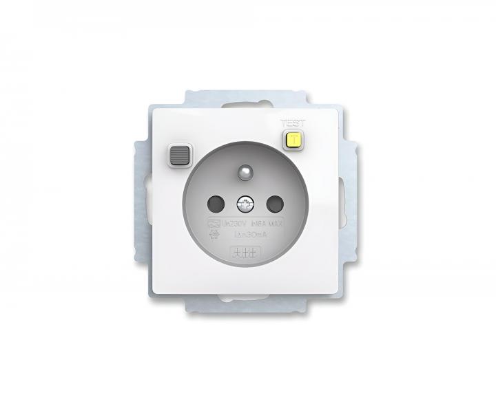 Gniazdo pojedyncze zabezpieczone ABB Zoni 5526T-A02369 500, wy��cznik r�nicowopr�dowy FI-DOS - bia�e