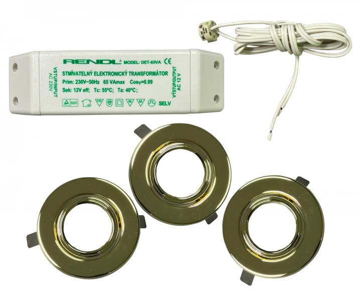 Zestaw wbudowanych halogenowych opraw owietleniowych Rendl SHP3216/Z, G4, 220-240 V, 3x 20 W - zoty