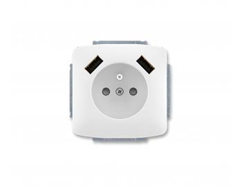 Gniazdo pojedyncze z bolcem ABB Tango 5569A-A22357 B, klapki, 2x USB A - bia�e