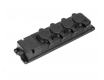 Czterokrotne gniazdo Orno OR-AE-13167, IP44, 230 V, 16 A, gumowe - czarne
