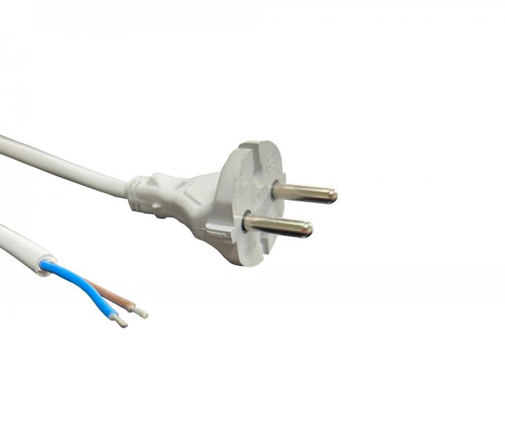 Flexo PVC przewd 862071-2-1/2.2, 2x0,75, cyna, prosta wtyczka, szary - 2,20 m