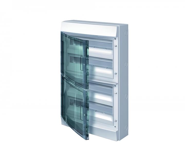 Rozdzielnica natynkowa ABB 65P18X42A, IP65, 72 moduy (4x18), plastikowe drzwiczki, seria Mistral65, w tym zczki N+PE (11+11)