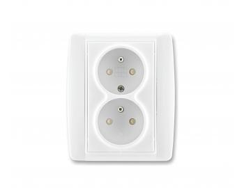 Gniazdo podw�jne ABB Element-Time 5512E-C02359 03, klapki - bia�e