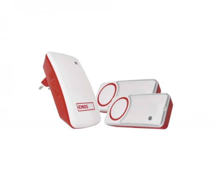 Bezbateryjny domowy bezprzewodowy dzwonek Emos P5750.2T do gniazdka z 2 przyciskami, IP44